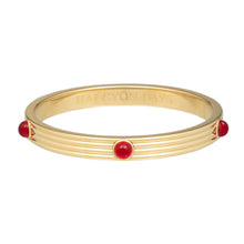 Load image into Gallery viewer, Ribbed Cabochon Ruby &amp; Gold Bangle
