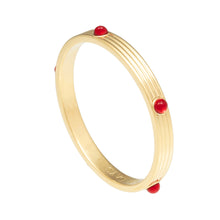 Load image into Gallery viewer, Ribbed Cabochon Ruby &amp; Gold Bangle
