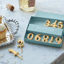 Load image into Gallery viewer, Number Candle Holder Set, 10 | Gold
