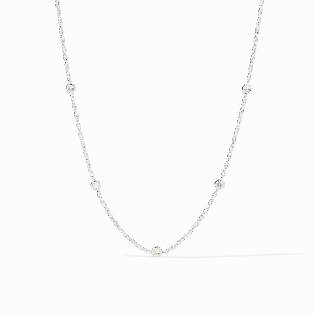 Celeste Delicate Station  Necklace, Cubic Zirconia | Silver