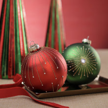 Load image into Gallery viewer, Radiating Glass Ball Ornament, Green | 4"
