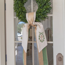 Load image into Gallery viewer, Cross Wreath Sash, Gold with Evergreen Laurel
