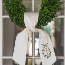 Load image into Gallery viewer, Cross Wreath Sash, Gold with Evergreen Laurel
