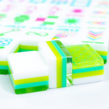 Load image into Gallery viewer, Crystal Confetti Lemon-Lime Mahjong Tiles
