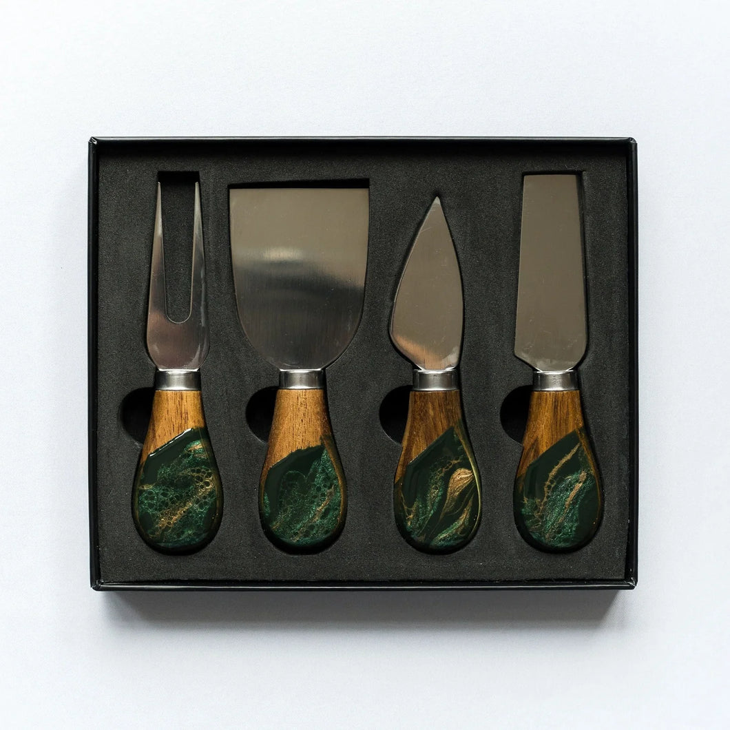 Resin Coated Cheese Knife Set, Jade