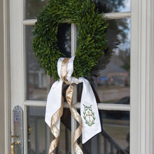 Load image into Gallery viewer, Cross Wreath Sash, Gold with Evergreen Laurel
