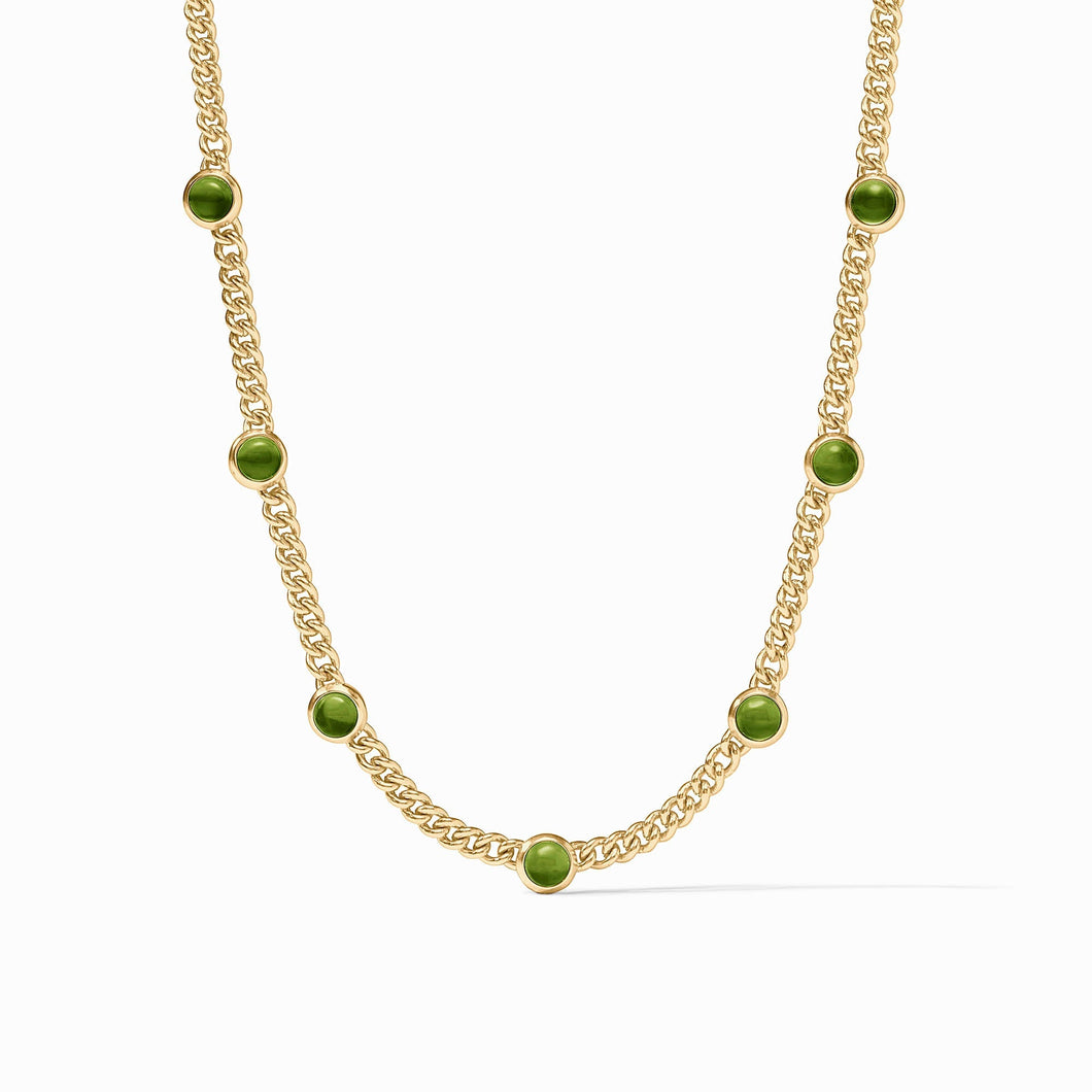 Dolce Delicate Station Necklace, Iridescent Palmetto Green