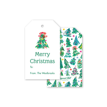 Load image into Gallery viewer, Jolly Trees Red Bow Gift Tags, 8 ct
