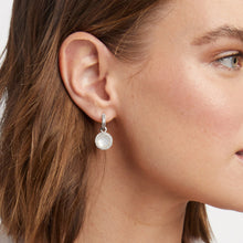 Load image into Gallery viewer, Fleur-de-Lis Hoop &amp; Charm Earring, Iridescent Crystal Clear | Silver
