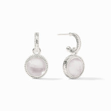 Load image into Gallery viewer, Fleur-de-Lis Hoop &amp; Charm Earring, Iridescent Crystal Clear | Silver
