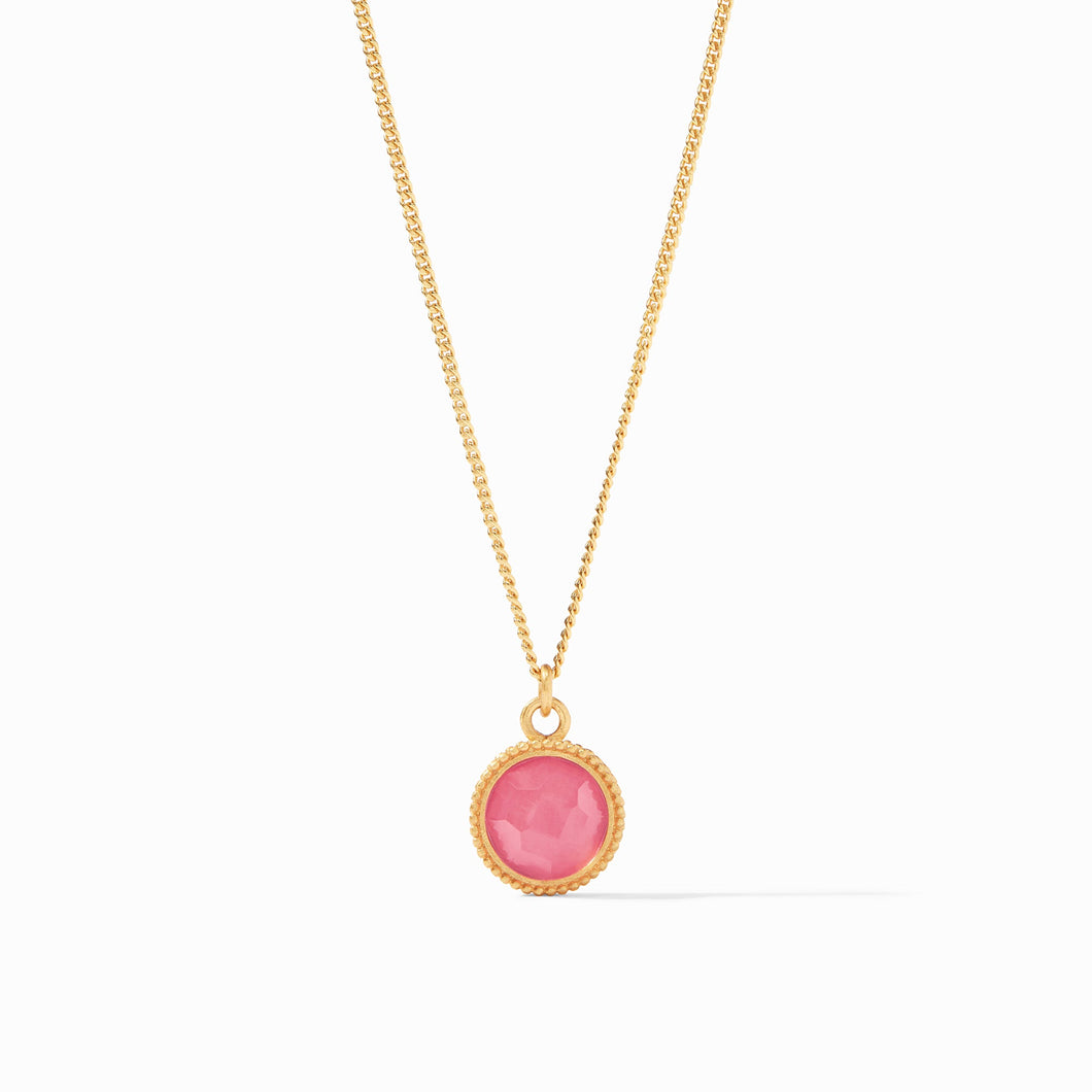 Fleur-de-Lis Solitaire Necklace, Iridescent Peony Pink