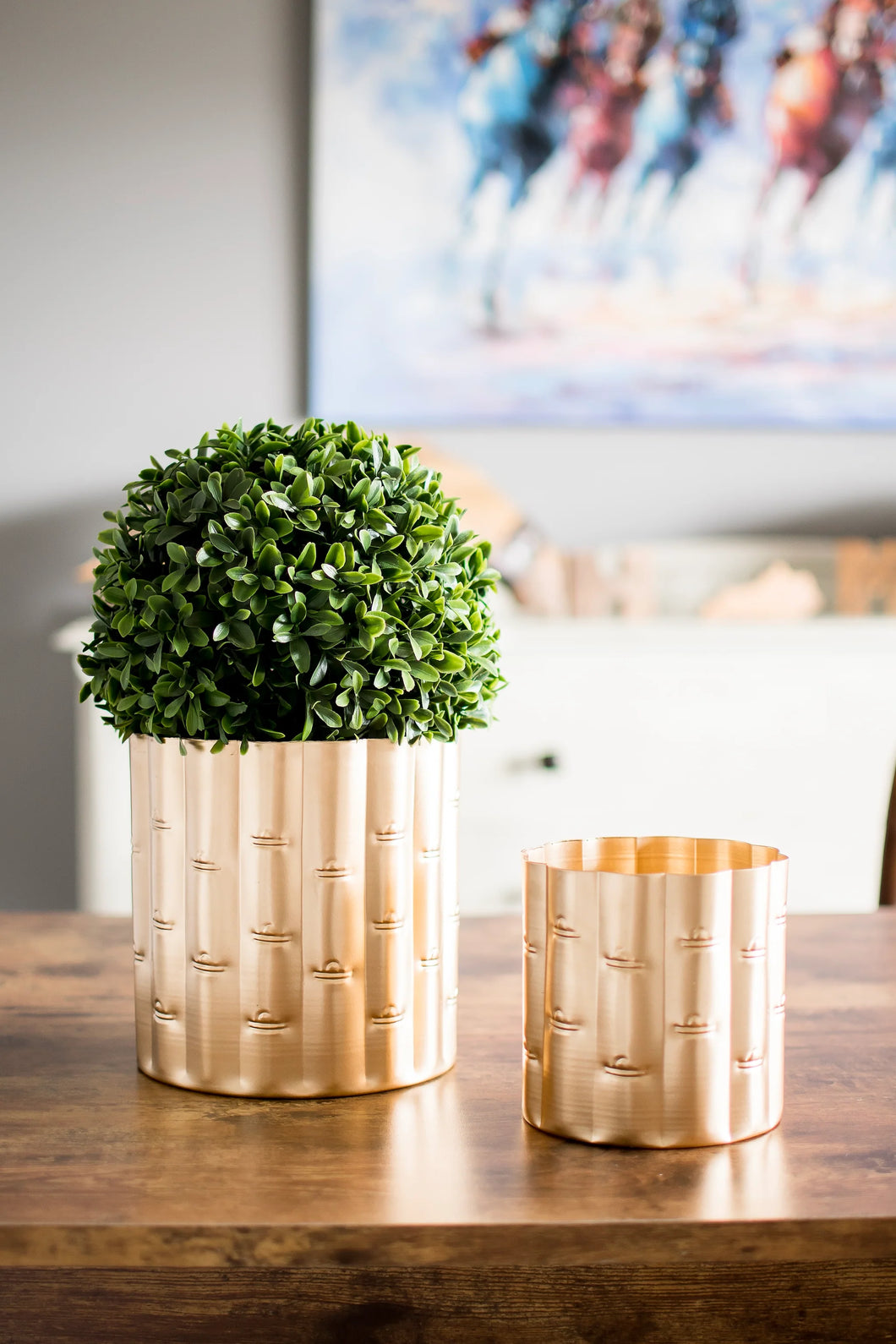 Gracie Brooklyn Round Cachepot Planter, Gold | 6