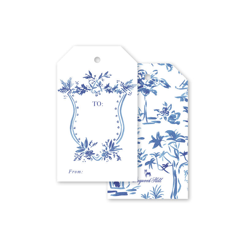 Blue Toile Gift Tags, Set of 8