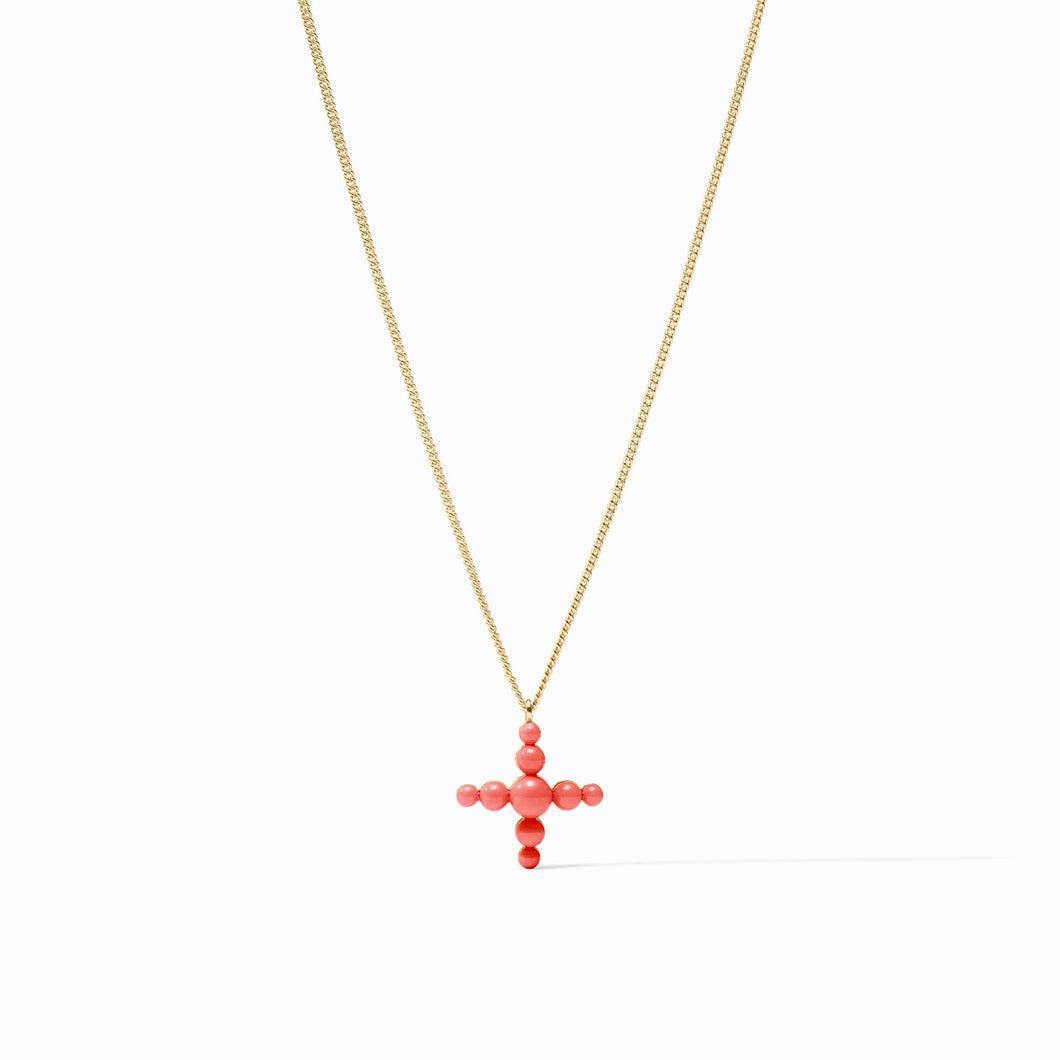 Gumdrop Cross Delicate Necklace, Coral