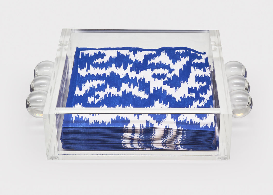 Clear Lucite Cocktail Napkin Holder with Bubble Handles