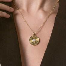 Load image into Gallery viewer, Salamander Cabochon Pearl and Gold Necklace &amp; Earrings, SET
