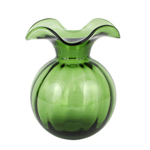 Load image into Gallery viewer, Hibiscus Glass Medium Fluted Vase, Dark Green
