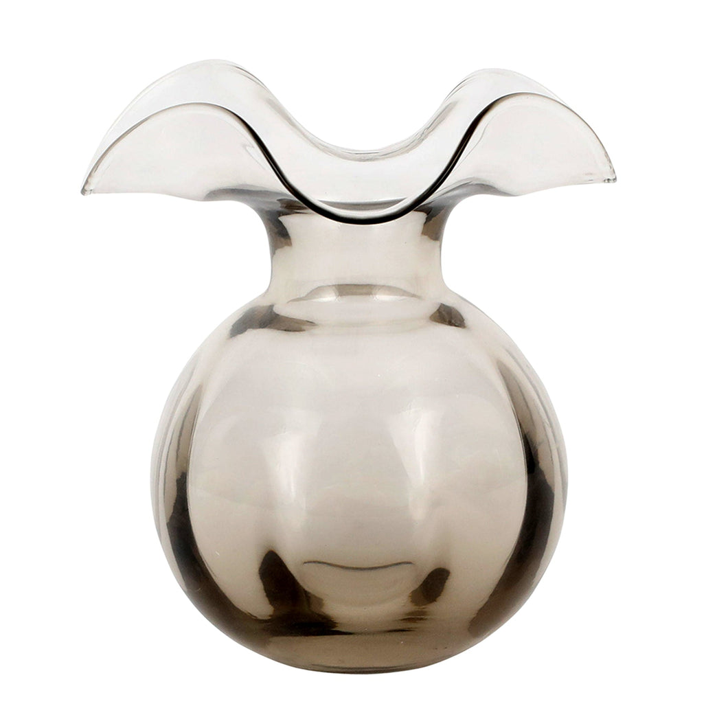Hibiscus Glass Medium Fluted Vase, Gray