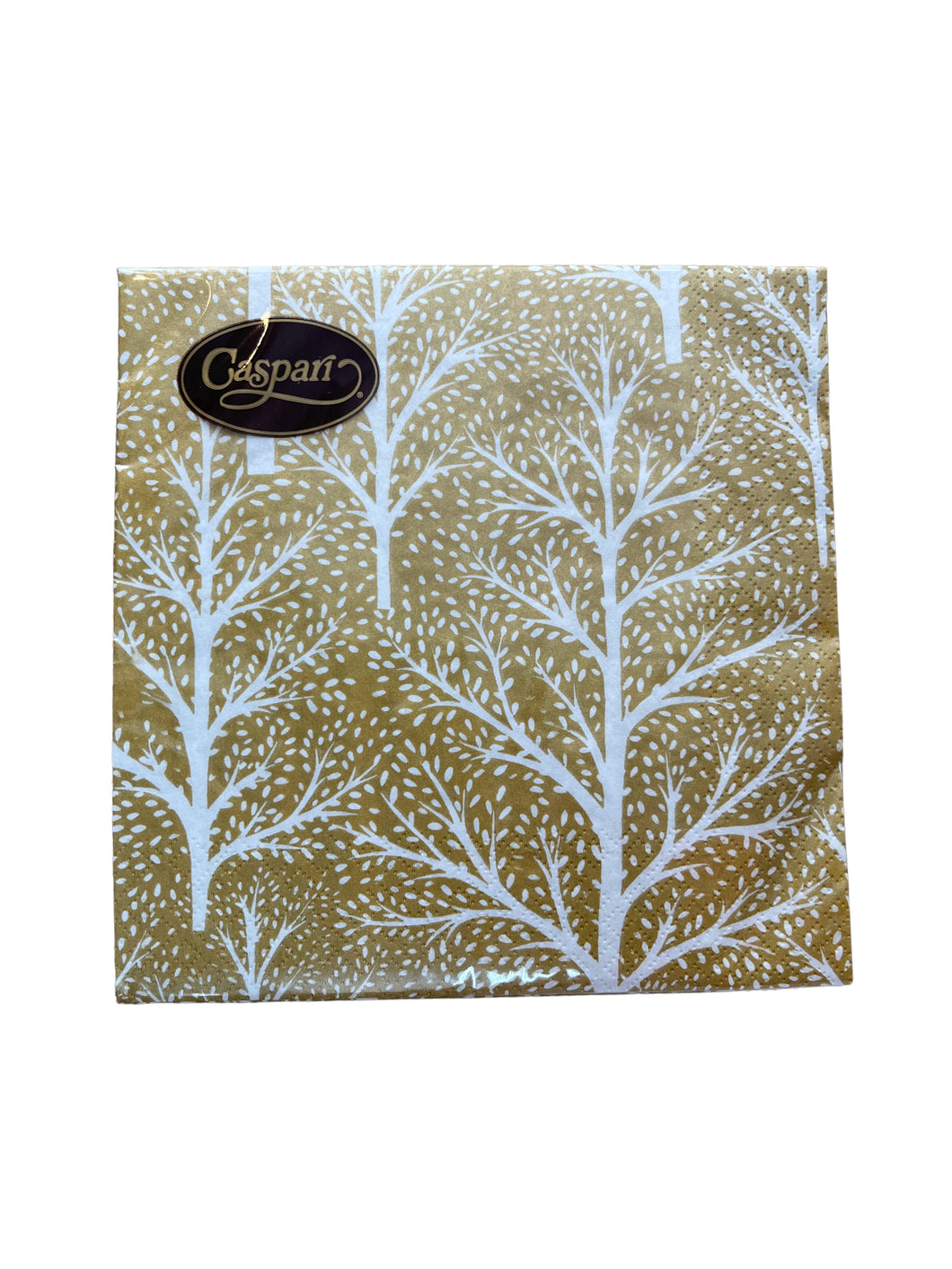 Winter Trees Paper Luncheon Napkins in Gold & White, 20ct