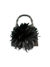 Load image into Gallery viewer, Lulu Top Handle Black Faille with Feather
