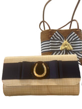 Load image into Gallery viewer, Charlotte Medium with Navy &amp; White Fluffy Bow &amp; Horsehead
