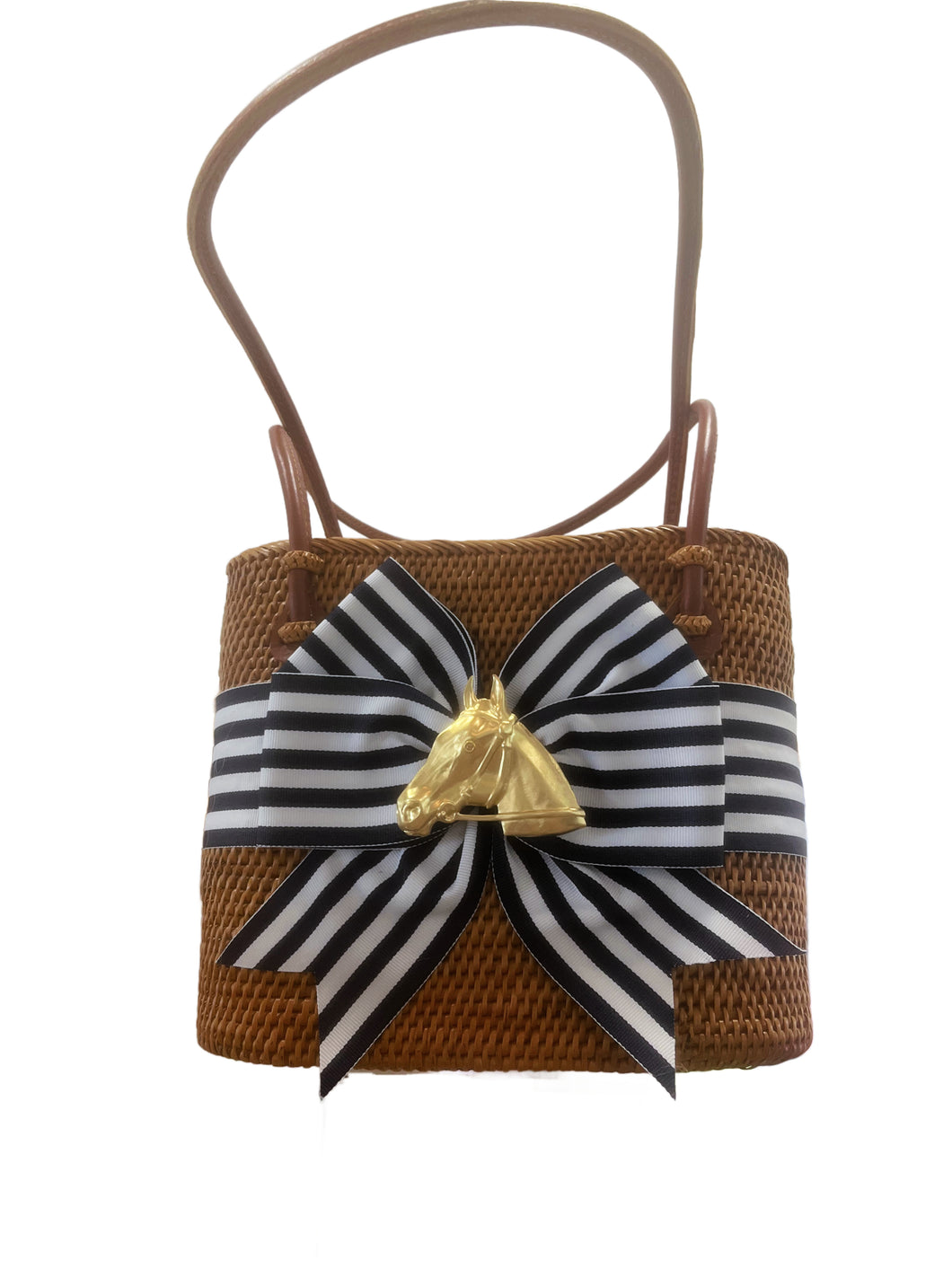 Charlotte Medium with Navy & White Fluffy Bow & Horsehead