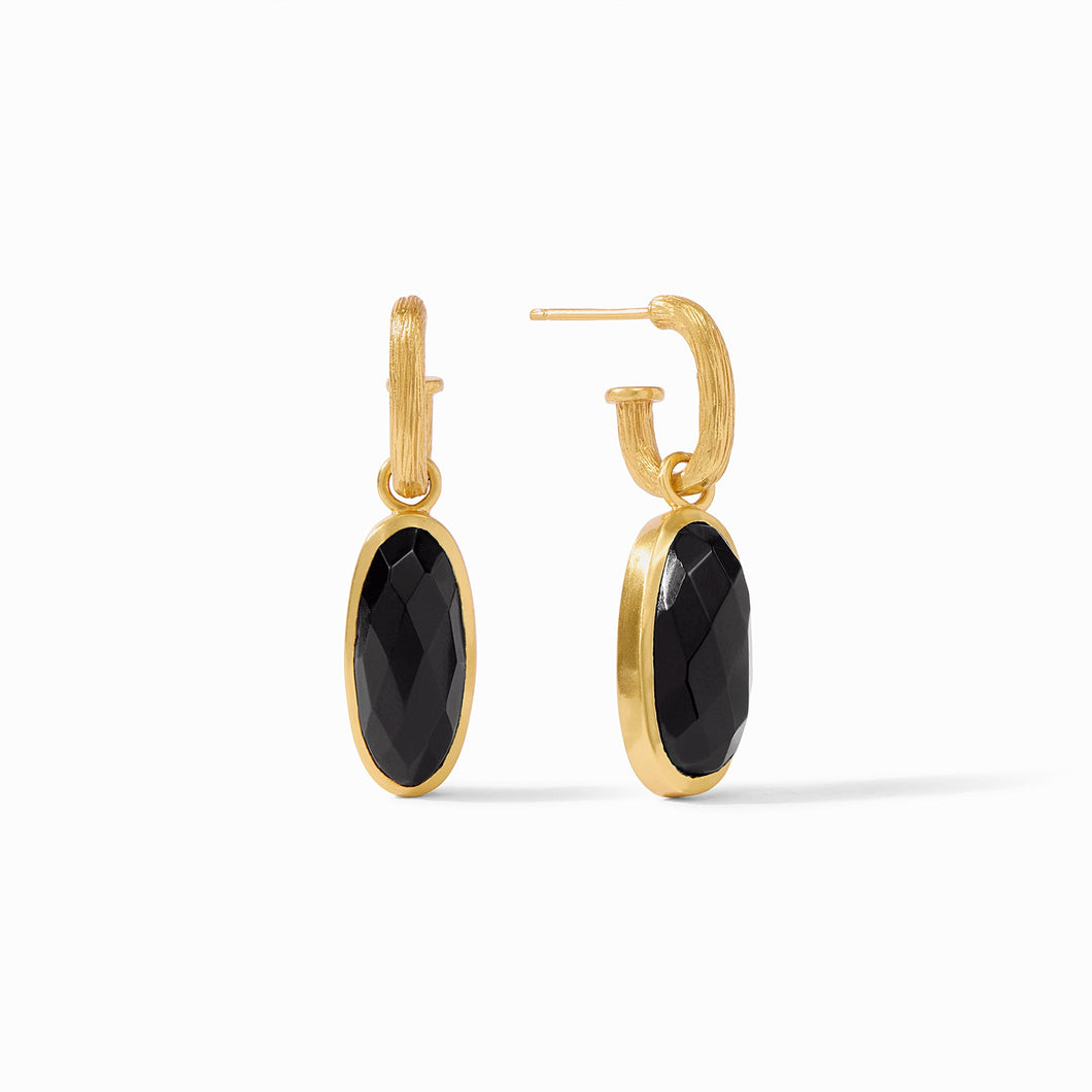 Ivy Hoop & Charm Earring, Obsidian Black