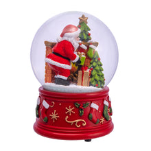 Load image into Gallery viewer, Santa with Fireplace Muscial Waterglobe

