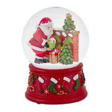 Load image into Gallery viewer, Santa with Fireplace Muscial Waterglobe
