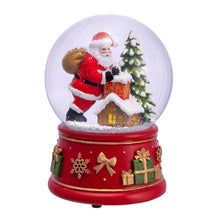 Load image into Gallery viewer, Santa with Chimney &amp; Tree Muscial Waterglobe
