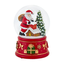 Load image into Gallery viewer, Santa with Chimney &amp; Tree Muscial Waterglobe
