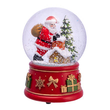 Load image into Gallery viewer, Santa with Chimney &amp; Tree Muscial Waterglobe
