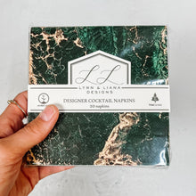 Load image into Gallery viewer, Jade Marbled Cocktail Napkins, 20 ct
