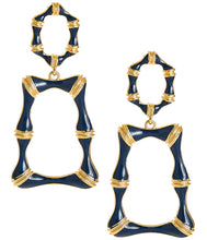 Load image into Gallery viewer, Jordan Enamel Bamboo Earring - Navy
