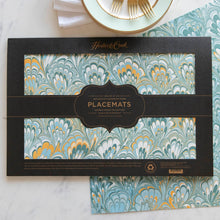 Load image into Gallery viewer, Blue &amp; Gold Peacock Marbled Placemat, 12 Sheets
