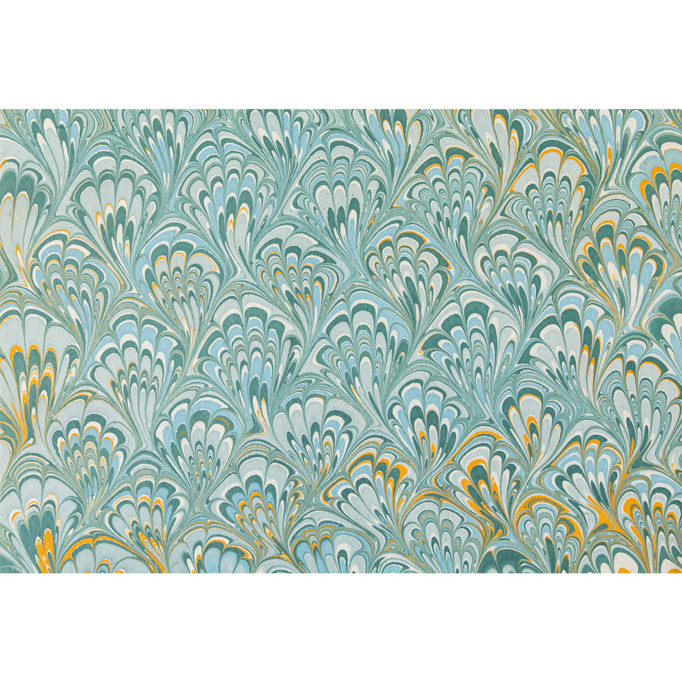 Blue & Gold Peacock Marbled Placemat, 12 Sheets
