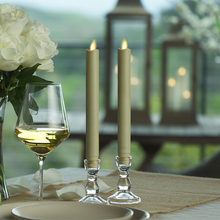 Load image into Gallery viewer, Ivory Wax Melted Top Flameless Taper Candles, 1&quot;x 9.5&quot;
