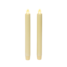 Load image into Gallery viewer, Ivory Wax Melted Top Flameless Taper Candles, 1&quot;x 9.5&quot;

