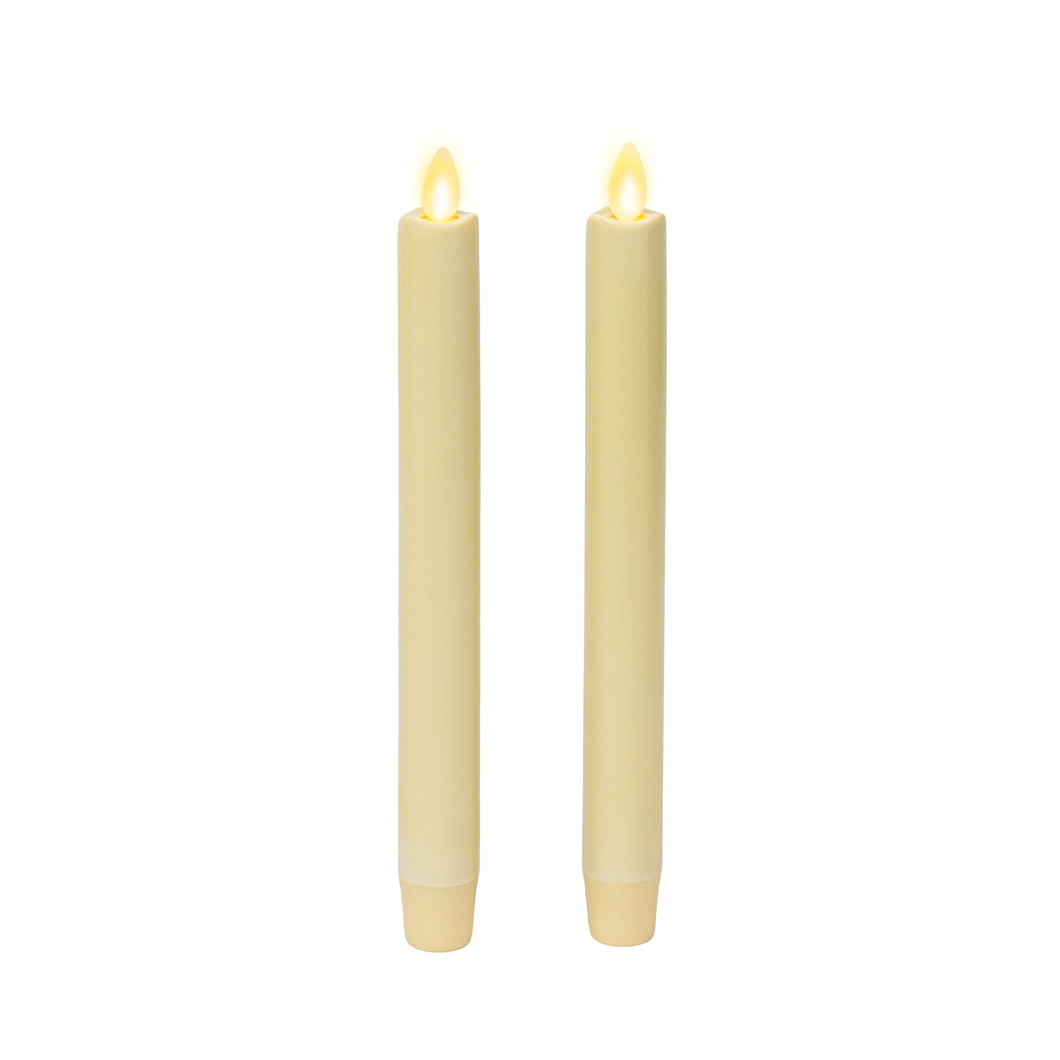 Ivory Wax Melted Top Flameless Taper Candles, 1