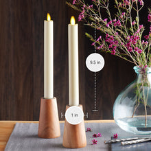 Load image into Gallery viewer, Ivory Wax Melted Top Flameless Taper Candles, 1&quot;x 9.5&quot;
