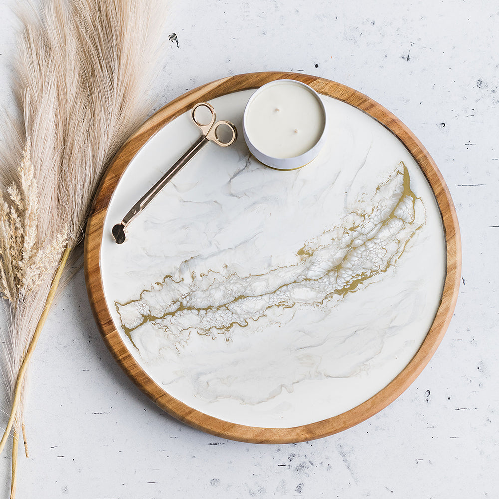 Acacia Lazy Susan, Gold Quartz