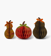 Load image into Gallery viewer, Harvest Honeycomb Gourd Decor, Set of 3
