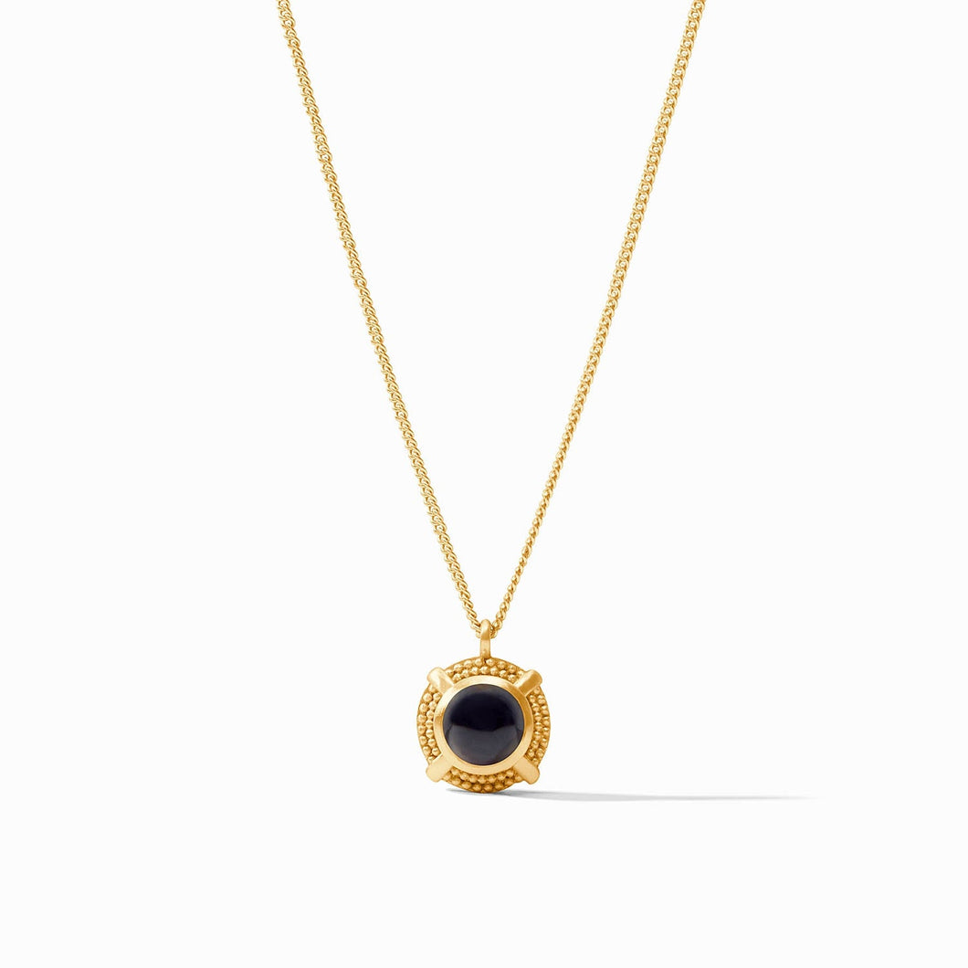Cabochon Solitaire Necklace, Obsidian Black