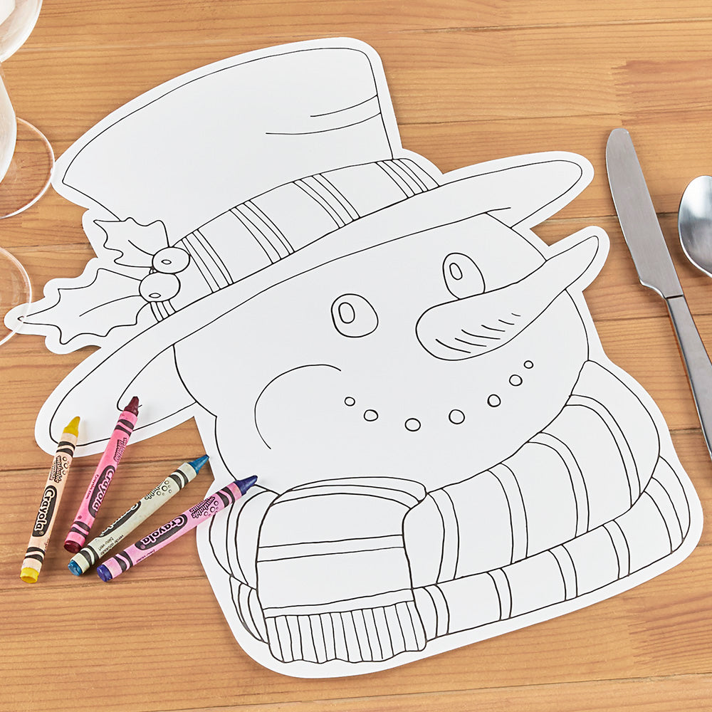 Die-Cut Coloring Snowman Placemat, 12 Sheets