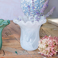 Load image into Gallery viewer, Onda Glass White Small Tulip Vase
