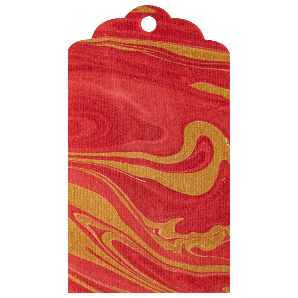 Red & Gold Vein Marbled Tags, 12 ct
