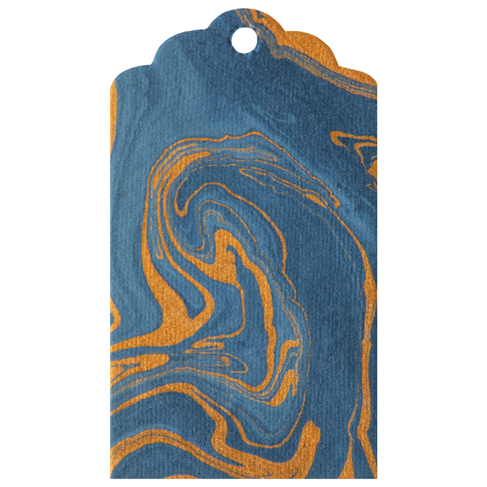 Blue & Gold Vein Marbled Tags, 12 ct