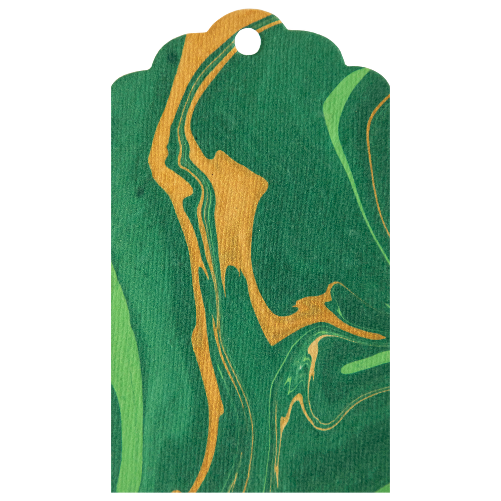 Green & Gold Vein Marbled Tags, 12 ct