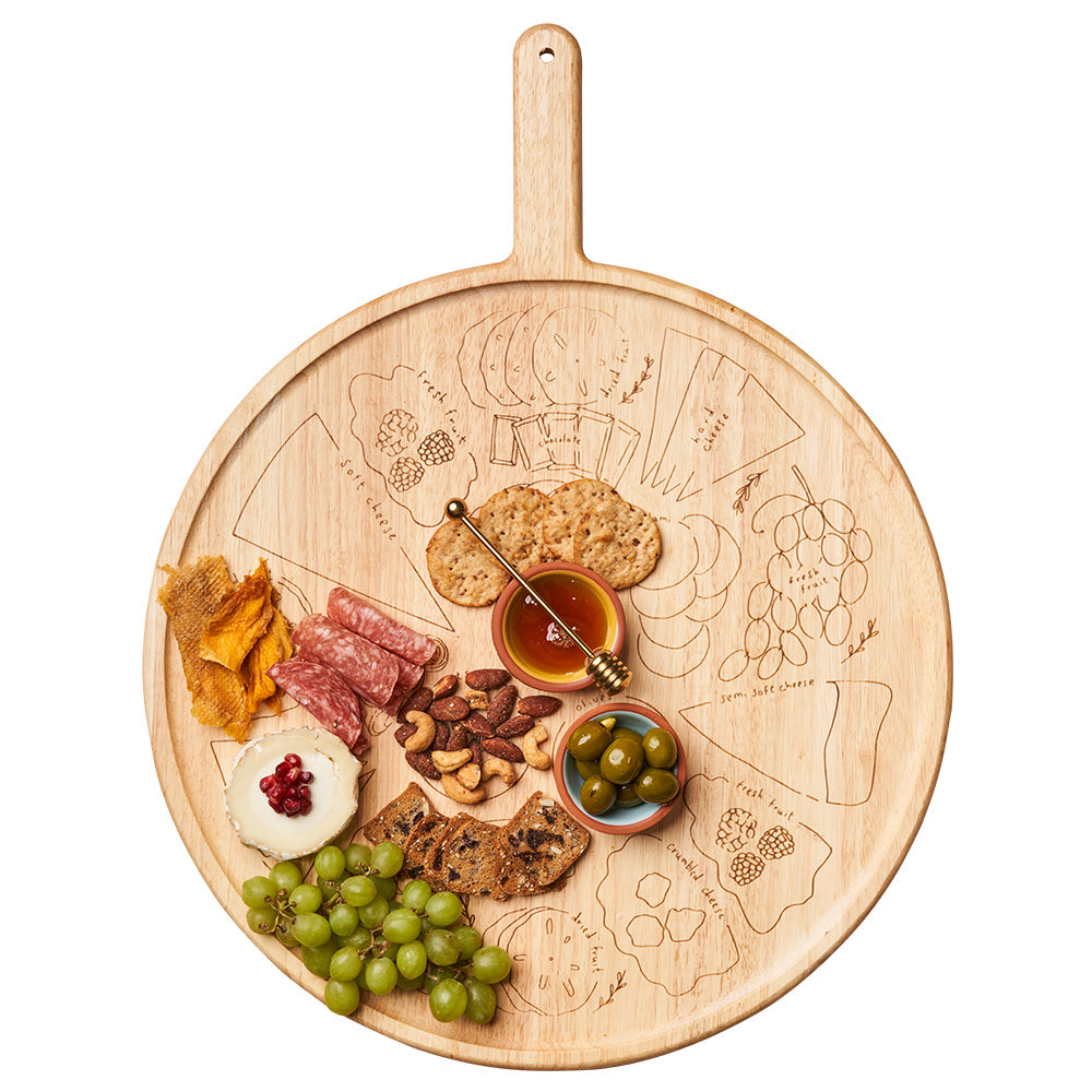 Meg Quinn Charcuterie Map Board | Round with Handle, 22
