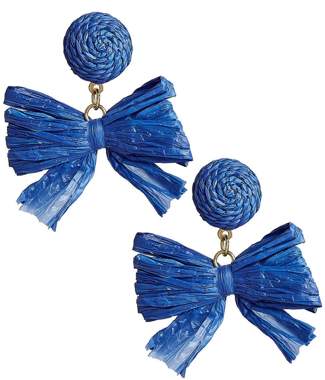 Raffia Bow Earring - Blue